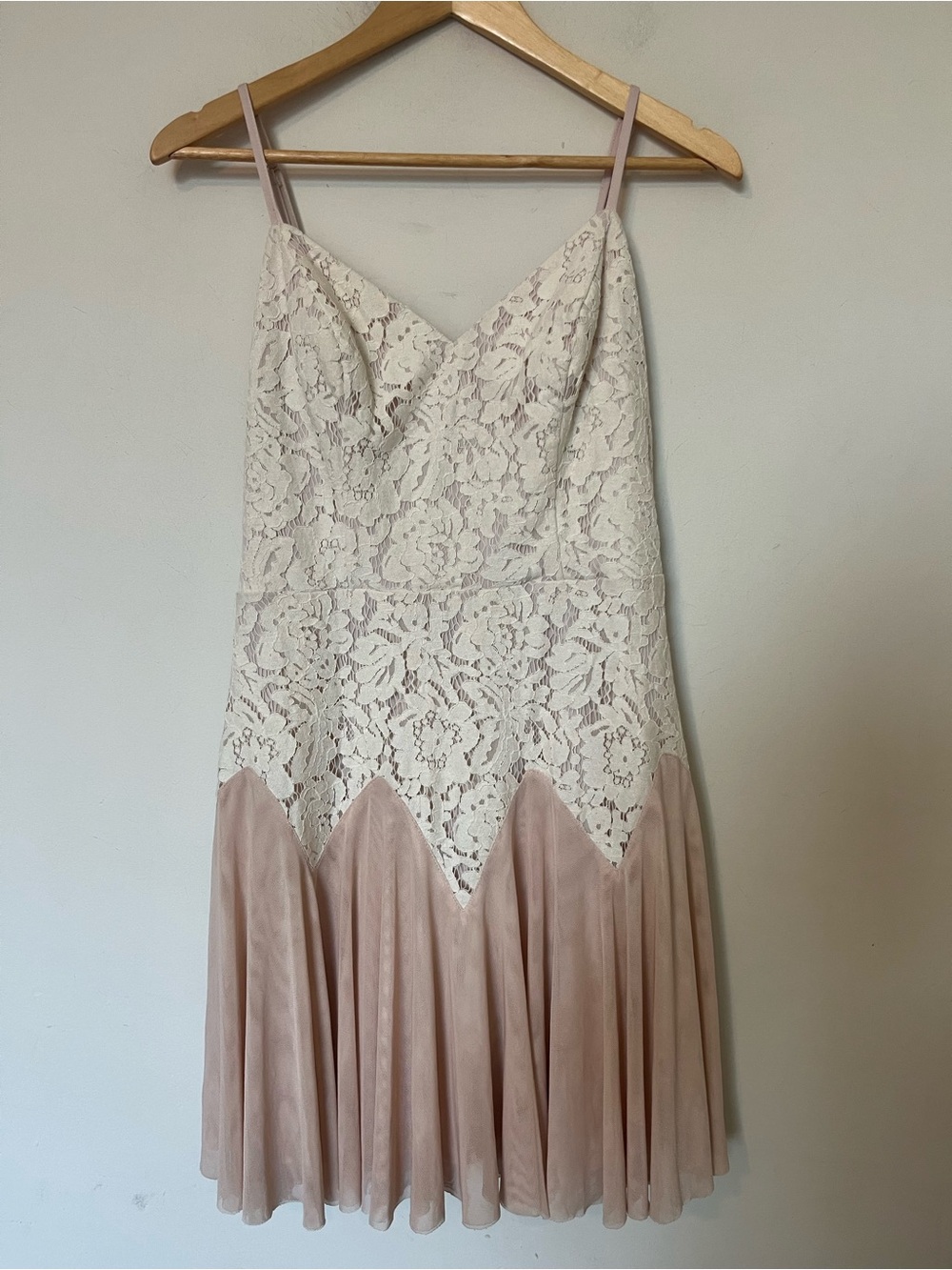 Lipsy London Lace Fit & Flare Dress Ivory Blush Mesh Skirt Size 8 NWT - Picture 2 of 10